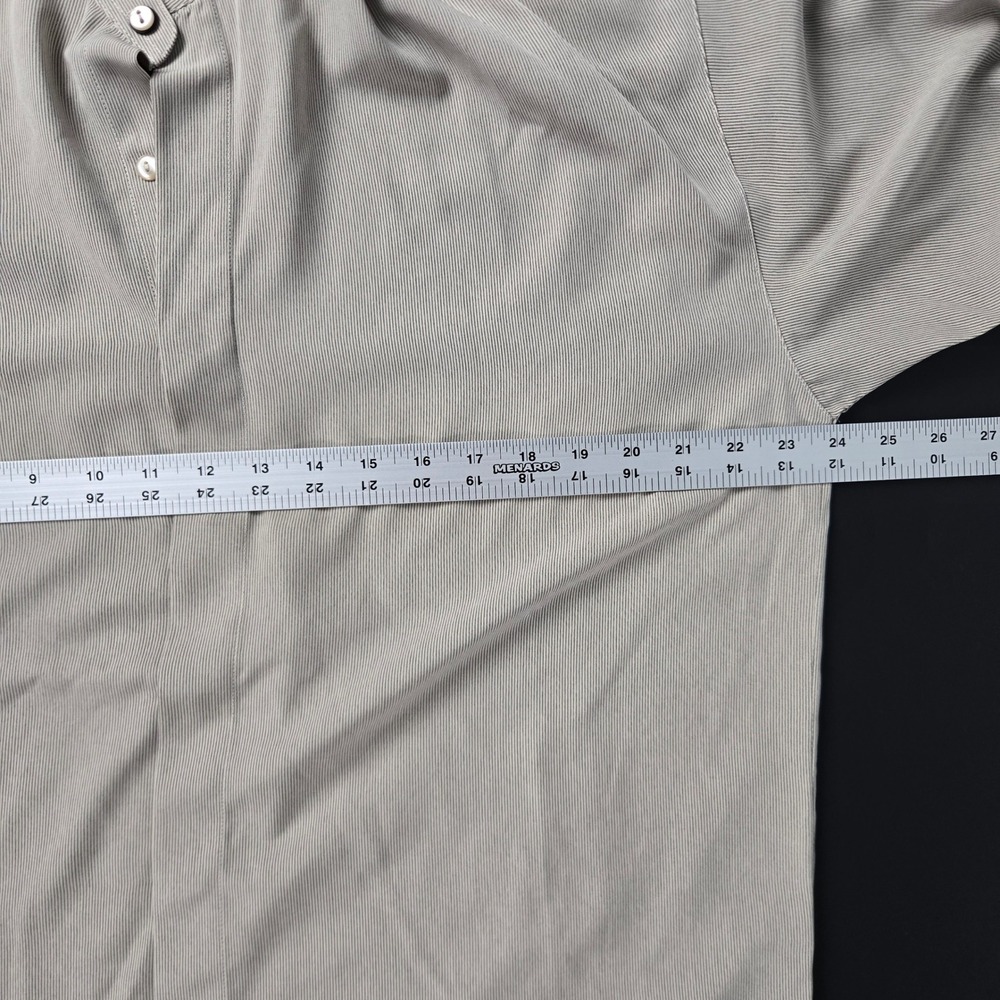 Elliott Mens Banded Collar Micro Stripe Long Sleeve Shirt Beige Tan Size M - Picture 6 of 7